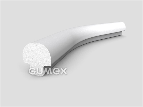 Silikonový mikroprofil tvaru hříbek, 23x21/10mm, hustota 450kg/m3, -60°C/+200°C, bílý